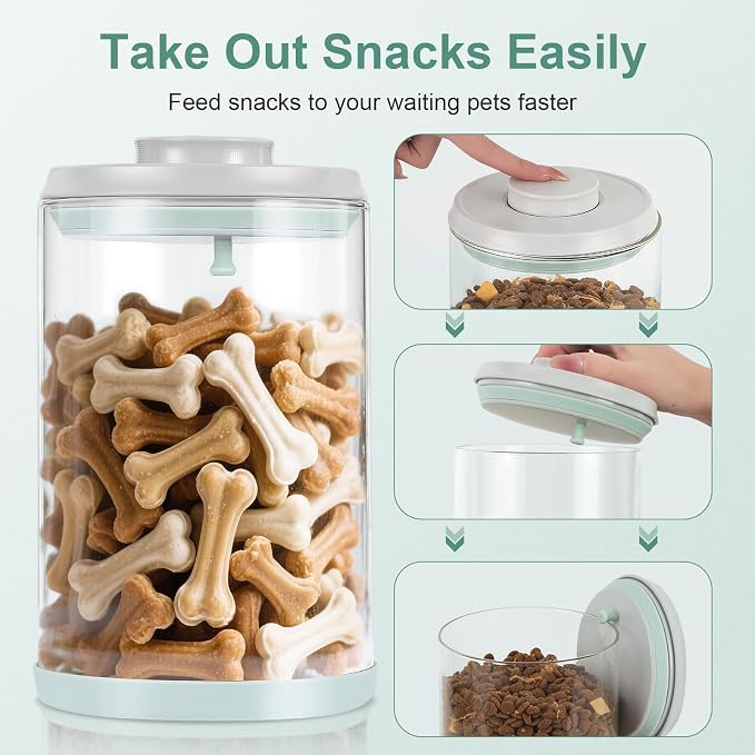 Dog Treat Container Airtight Jar 2.2Qt/2L, Glass Food Jars with One-Touch Lid for Dog or Cat Treats, Kibble, Snacks – Pantry Storage Canister for Kitchen or Countertop (2.2Qt - 2L) - Image 5
