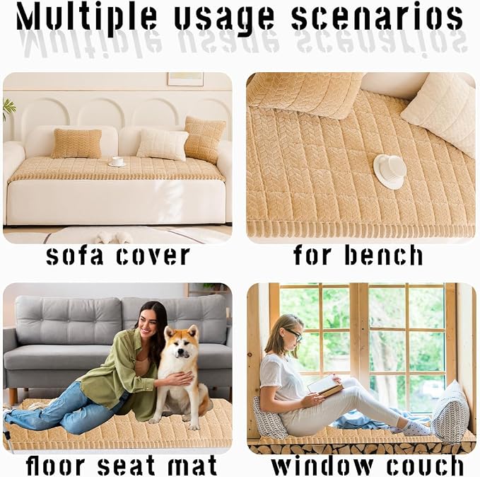 Mitid Sofa Cover Fuzzy Couch Cover for Pet, Couch Covers for Dogs Pets Mat | Washable Non-Slip Sofa Slipcover Cushion Protector Pets Friendly Mat, Dog Couch Cover, Square Couch Covers for Dogs Non Skid - Image 5