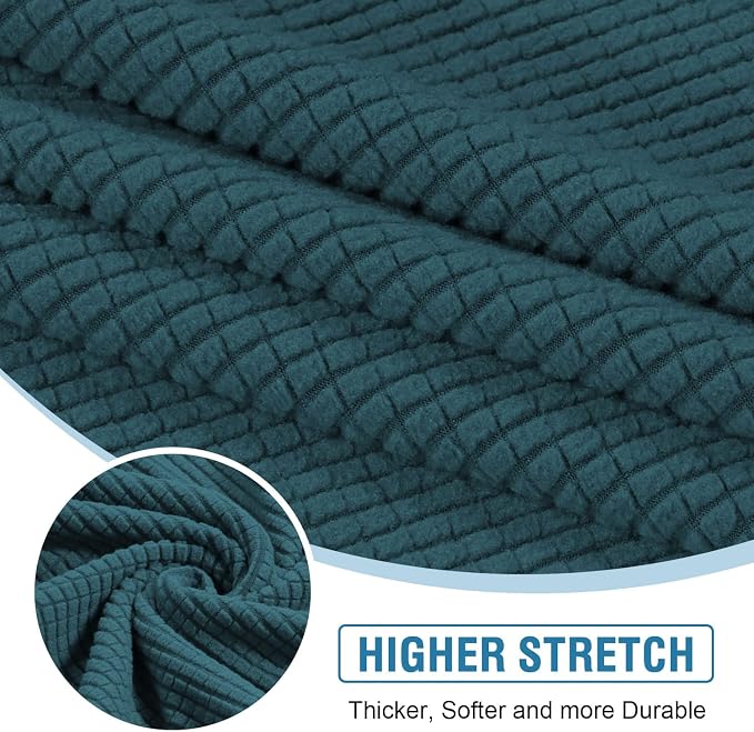 H.VERSAILTEX Sectional Couch Covers 3 Pieces Sofa Seat Cushion Covers L Shape Separate Cushion Couch Chaise Cover for Both Left/Right Sectional Couch (Seat Only: 1 Chaise + 2 Sofa, Deep Teal) - Image 4