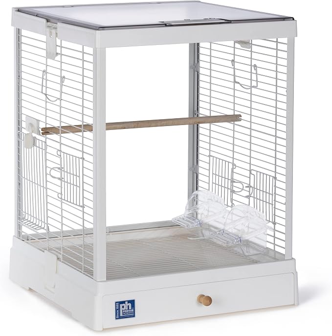 Prevue Pet Products Clear View Glass Bird Cage Crystal Palace for Small Birds - White Frame by Prevue+Pet+Products