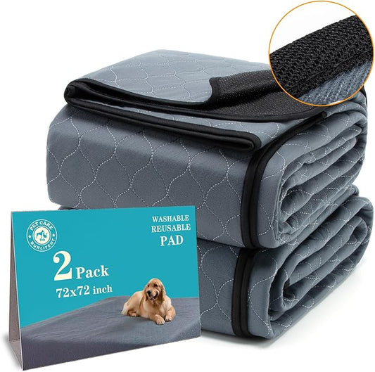 Bunlitent Washable Pee Pads for Dogs 72x72, 2 Pack, Extra Large Reusable Puppy Pads, Dog Training Pads with Quick Dry, Large Anti-Slip Dog Pee Pads, Whelping Pads, Potty Pad by Bunlitent