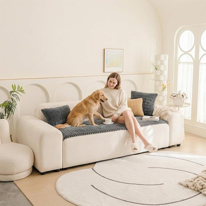 KRFOONN Non Slip Couch Cover for Dogs Washable Sofa Covers for 3 Cushion Couch Cushion Covers Sofa Slipcovers Couches Furniture Protector for Dogs Pets Mat (Dark Grey, 27.6" x 82.7") - Image 2