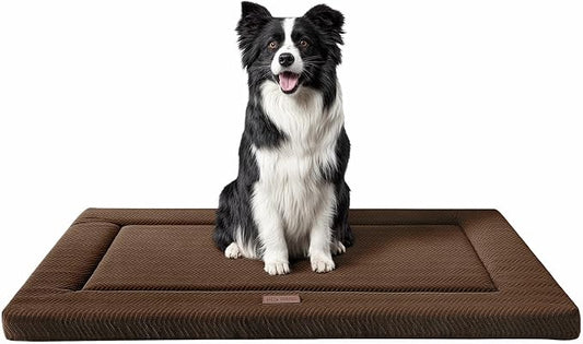 Dog Bed for Crate, Medium/Large Dogs Crate Bed,Washable Dog Beds Kennel Mat | 36" Pet Beds Mat W/ Soft Wavy Plush Comfortable Anti-Slip Sleeping Mattress for Dogs & Cats,Brown by WESTERNHOME