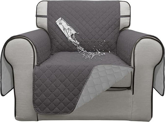 ISSUNTEX Double Protection 100% Waterproof Chair Sofa Cover for Living Room, Reversible Furniture Protector for Dogs, Pets, Kids (Chair, Gray/Light Gray) by ISSUNTEX