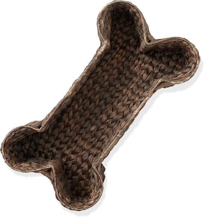 Casafield Dog Bone Shaped Storage Basket - Espresso, Large Woven Water Hyacinth Pet Toy Organizer Bin - Image 5