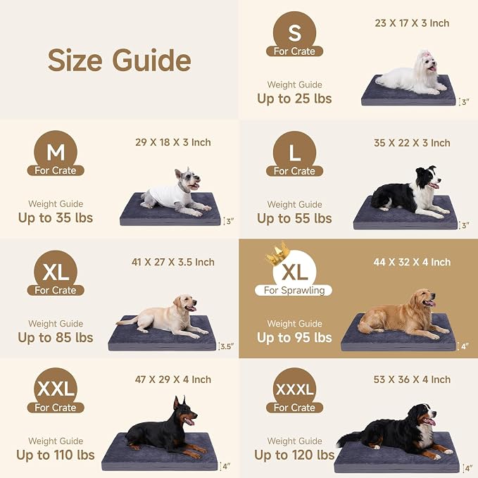 Waterproof Dog Bed for Stretching Out, XL Washable Reversible Pads, 44x32 | Pet Bed for Medium Large Dogs with Removable Cover, Waterproof, Wipeable, Anti-Slip, Outdoor, Dark Grey - Image 6