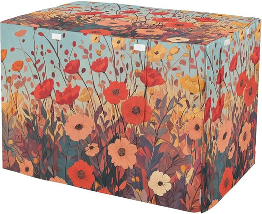 Dog Crate Cover Kennel Cover for Dog Cages Breathable for Wire Cage Indoor Outdoor Autumn Poppy Flowers by QwThum