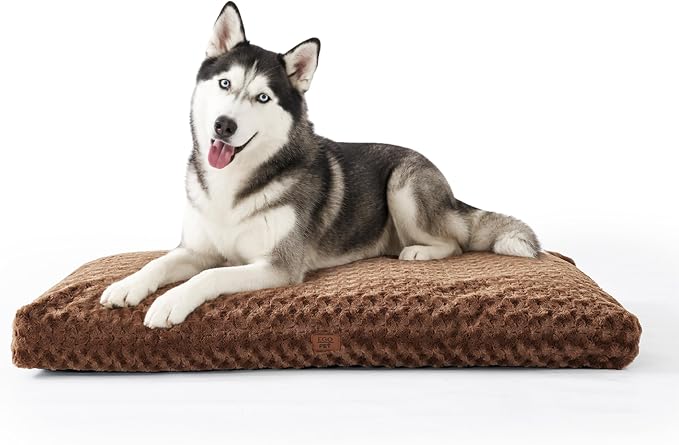 EGOHOME Dog Bed for Large Dogs, Shredded Memory Foam, Washable, Non-Slip | Balanced Support Foam, CertiPUR-US, Removable Washable Cover, Rose Velvet, Dog Crate Bed & Kennel Pad, 41 x 27 Inch, Brown by Unknown
