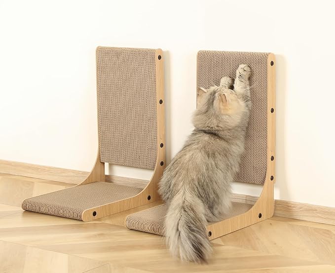 Zakkart 2-Pack Cat Scratching Board, 19.7'' Tall Cardboard L Shape Vertical Cat Scratchers for Indoor Cats, Cat Scratching Post for Wall and Couch, Medium - Image 6