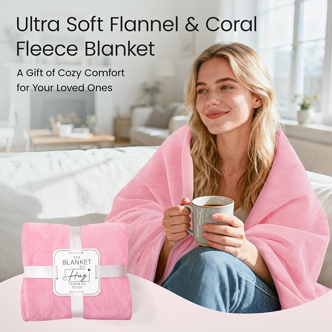 LOOBANI Waterproof Blanket for King Size Bed, Reversible Leakproof 85"x108" | Soft Flannel & Coral Fleece Bed Blanket, Water Resistant for Couch Sofa Cover, Movie Nights, Camping, Pet-Friendly, Pink - Image 8