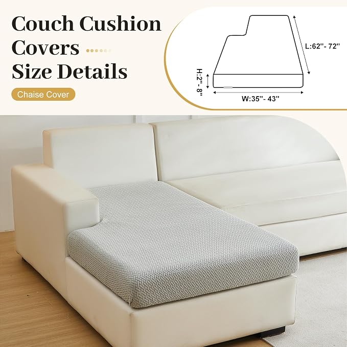 Couch Cushion Covers & Couch Cover for Sectional Sofas, Reversible Non-Slip Sofa Slipcovers, Washable Pet Proof Home Decor Protector (Orgen, Chaise Cover) - Image 2