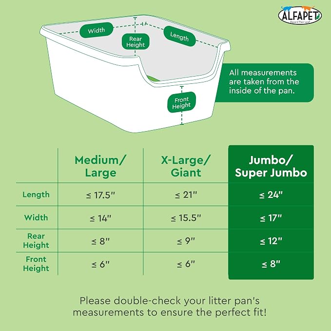 Litter Box Liners heavy duty,Alfapet elastic 52 Pack-For Extra-Giant, jumbo, super-jumbo Size litter Pans- With Sta-Put Technology for Firm, Easy Fit- Quick + Clever Waste Cleaners - Image 8
