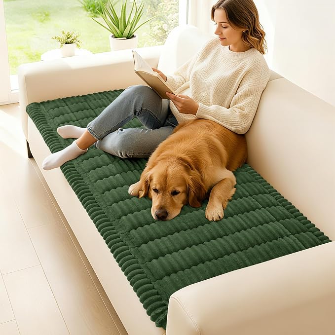 hyha Couch Cover for Dogs, Washable Non Slip Plush Flannel Sofa Protector | Thick Flannel, Silicone Anti-Slip Backing, Pet Hair & Scratch Protection, Fits Sofa & Loveseat (27.6" x 27.6") - Image 2