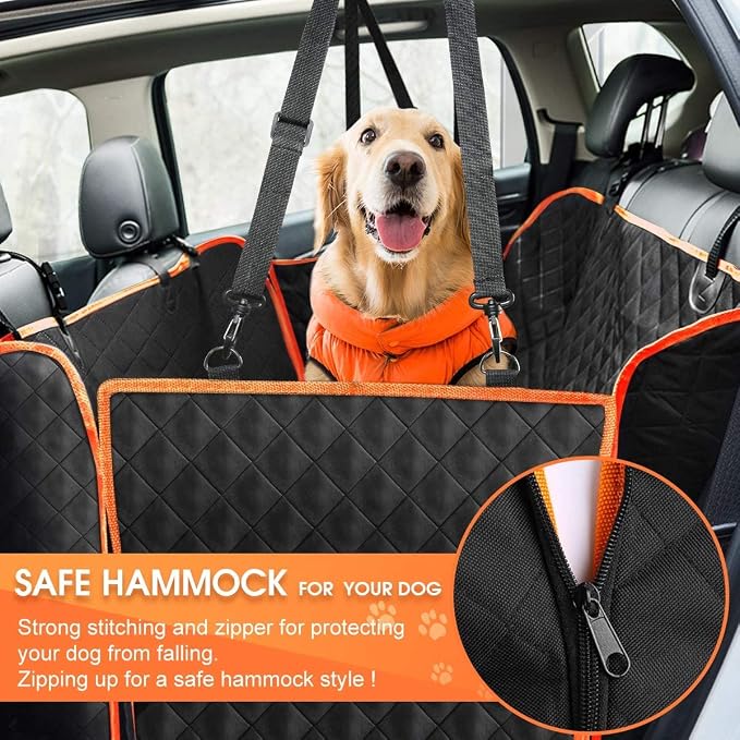 Dog Car Seat Cover for Back Seat, Waterproof Seat Protector Scratchproof Pet Hammock with 4 Bags Side Flaps, Washable Nonslip Backseat Protection for Cars Trucks and SUVs. - Image 2