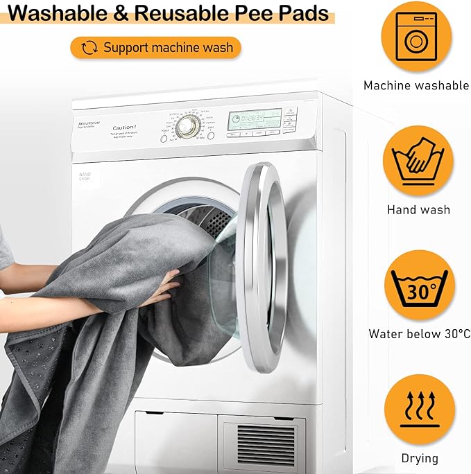LOOBANI Washable Pee Pads for Dogs, 2 Pack Leak-Proof Dog Mats,72"x72",Mix | Super Absorbent and Non-Slip Puppy Pads, Machine Washable, Extra Large Whelping Pads for Crate, Playpen, Floor, Housebreaking - Image 5