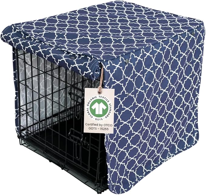 Molly Mutt Romeo & Juliet Dog Crate Cover, 100% Cotton Canvas Cover with 2 Roll-Up Panels, Ideal for Dog or Cat Crate, Durable, Washable, and Free of Harmful Chemicals, 30" x 21" x 24" by MollyMutt