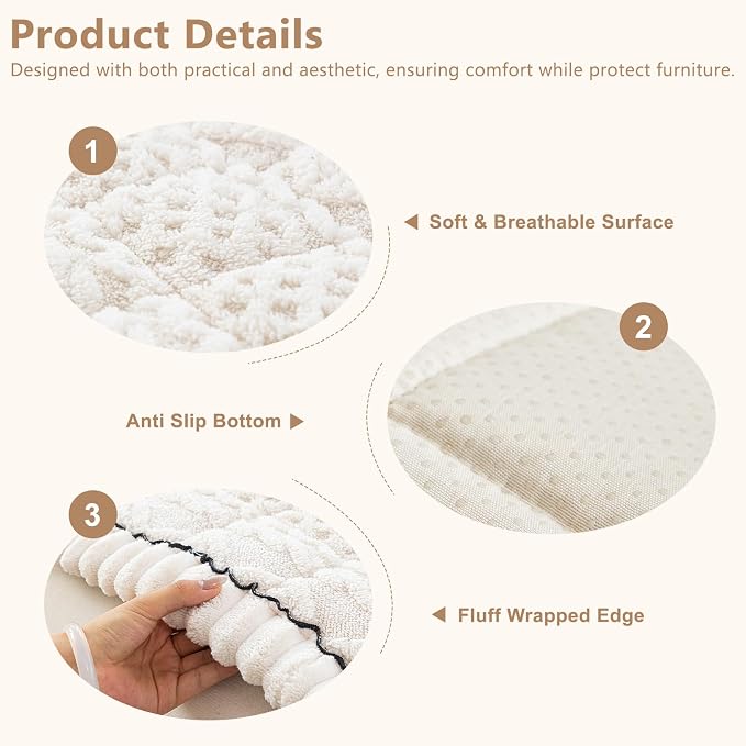 DREAMINGO Couch Cover for Dogs Washable - Fuzzy Sofa Covers Pet Friendly 27.6"x70.9", Soft Non Slip Pet Couch Cushion Protector Dog Bed Mat in Cream White - Image 3
