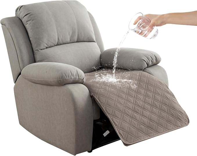Genina Waterproof Recliner Chair Covers, Recliner Cover for Dog Pets Friendly, Washable Antislip Reclining Chair Cover Furniture Protector, Sofa Slipcover for Living Room(23.6inch/Taupe) by Genina