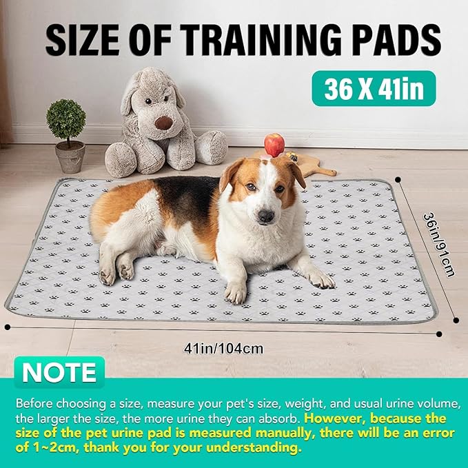 FUWERY Washable Pee Pads for Dogs ,36"X41", Thick Heavy Absorbency Reusable, Prevent Leakage, Non-Slip Pee Pads for Puppy Playpen,Potty Training, Grey, 2 Packs - Image 2