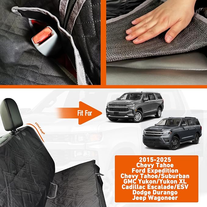 Dog Seat Cover for Full-Size SUV, Pet Car Bench Back Seat Cover | for Ford Expedition, Chevy Tahoe/Suburban, Dodge Durango, GMC Yukon/Yukon XL, Cadillac Escalade/ESV, Jeep Wagoneer - Image 2