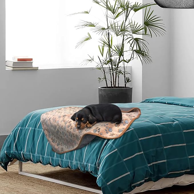 YUEPET 2 Pack Waterproof Dog Blankets, Puppy Blankets for Small Dogs & Cats | Machine Washable, Waterproof Inner Layer, Sofa Bed Protector, Soft Reversible Fleece Flannel, 30 x 20 in, White Coffee - Image 7