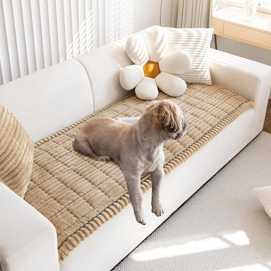 Pet Couch Covers Protector for Dogs Sofa Slipcovers Washable Cushion Cover | Non slip,scratch-proof furniture protector fits I-shape armchair,loveseat,recliner,sectional sofa pads(brown,27in*83in) by GumfolkBrandFlagship