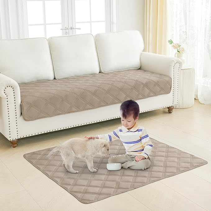Smiry Waterproof Dog Bed Cover, Reversible Pet Blanket for Sofa Couch | Soft Washable Dog Blanket, Leakproof Couch Cover for Dogs Cats & Furniture Protection, 40x80, Taupe/Beige - Image 7