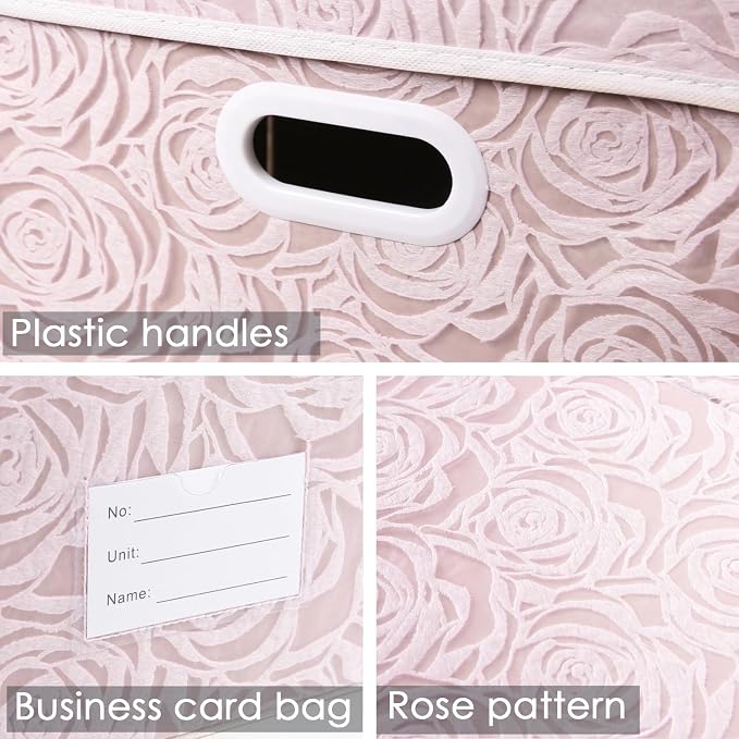 PRANDOM Extra Large Collapsible Storage Boxes with Lids Fabric Decorative Storage Bins Cubes Organizer Baskets with Cover Handles Divider for Bedroom Closet Living Room 19.6x15.7x11.8 Inch 3 Pack - Image 3