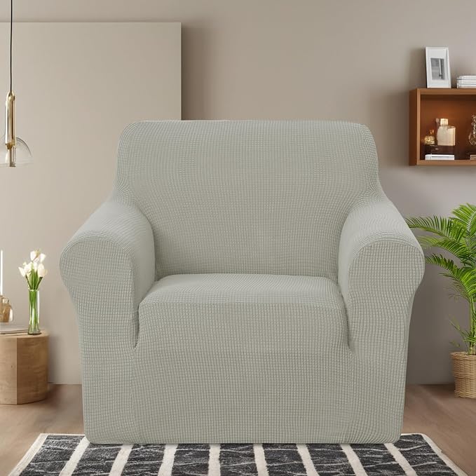 U-NICE HOME Stretch Couch Cover Slipcover for 3 Cushion Sofa, Taupe | 1-Piece Sofa cover, Washable, Pet friendly, Furniture protector, Polyester Spandex Jacquard fabric - Image 2