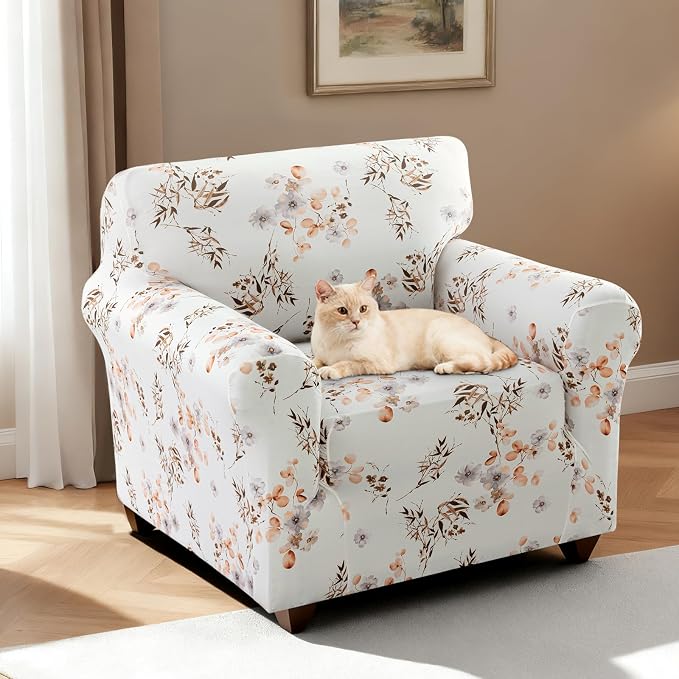 H.VERSAILTEX Floral Pattern Chair Cover Printed Sofa Slipcovers High Stretch Couch Covers Super Soft Fabric Dog Couch Cover Protector(Chic Bloomsom,Chair) - Image 2
