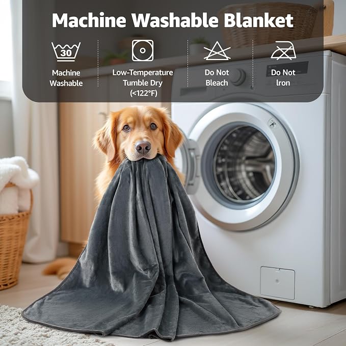 LOOBANI Waterproof Dog Blanket for Small Dogs, Pet Blanket 30" x 40", Grey | Double Side Liquid-Proof, Puppy Blanket for Dog Cat Bed, Crate, Playpen, Reversible Soft Flannel Couch Cover Throw - Image 8