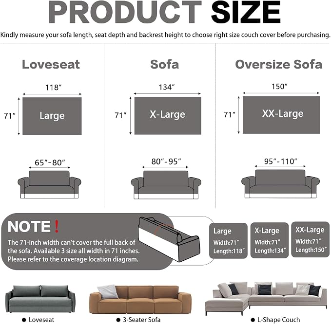 DREAMINGO Boho Couch Cover Sofa Covers for 3 Cushion Couch Jacquard Chenille Couch Cover Blanket Living Room Pet Furniture Protector Sectional Couch Covers for Dogs Washable, Grey, 71"x134" - Image 2
