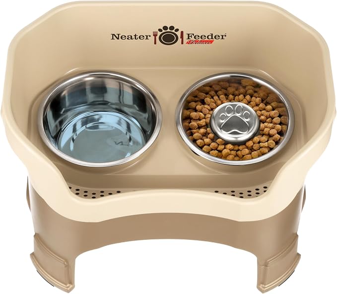 Neater Feeder Deluxe Mess-Proof Elevated Dog Bowls for Large Dogs (40+ lbs), 2 Height Adjustable (14.5” & 17.5”) No-Spill Raised Dog Bowl Stand w/Slow Feed Bowl for Food, Made in USA, Cappuccino - Image 9