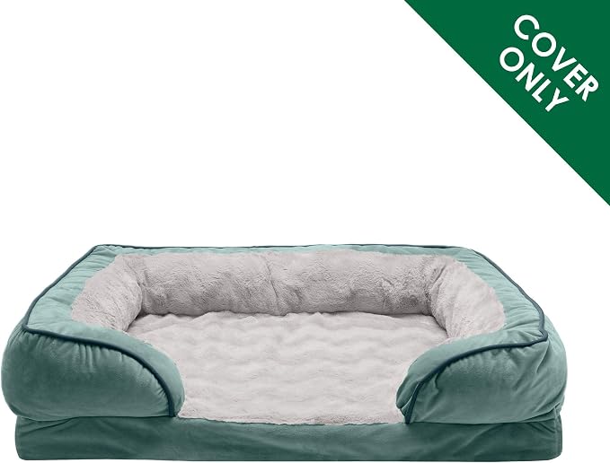Furhaven Replacement Dog Bed Cover Perfect Comfort Plush & Velvet Waves Sofa-Style, Machine Washable - Celadon Green, Jumbo Plus (XX-Large) - Image 2