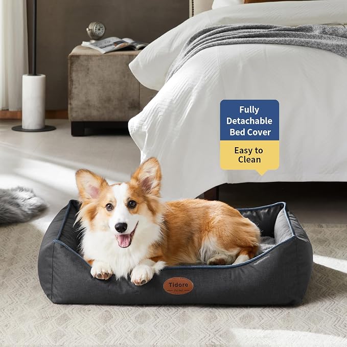 Tidore Orthopedic Dog Beds for Medium Dogs, Durable Egg Crate Foam Sofa Dog Bed wit Washable Removable Cover,Waterproof Lining,Pet Bed for Large Dogs (Dark Grey, 31.5" L x 25.2" W x 7" Th) - Image 2