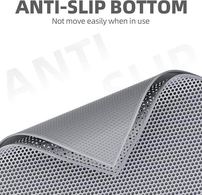 ESTHELLO Cat Litter Mat Honeycomb Double Layer Design 36’’ x 30’’ Gray - Image 6