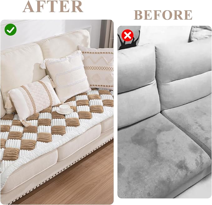 Vaukki Coffee Couch Cover for Dog Washable, 27.6''x70.9'' Sofa Pad Topper | Non Slip Fuzzy Pet Sofa Cover for 3 Cushion Couch Pet Friendly, Furniture Protector Dog Bed Mat for Large Dog - Image 6
