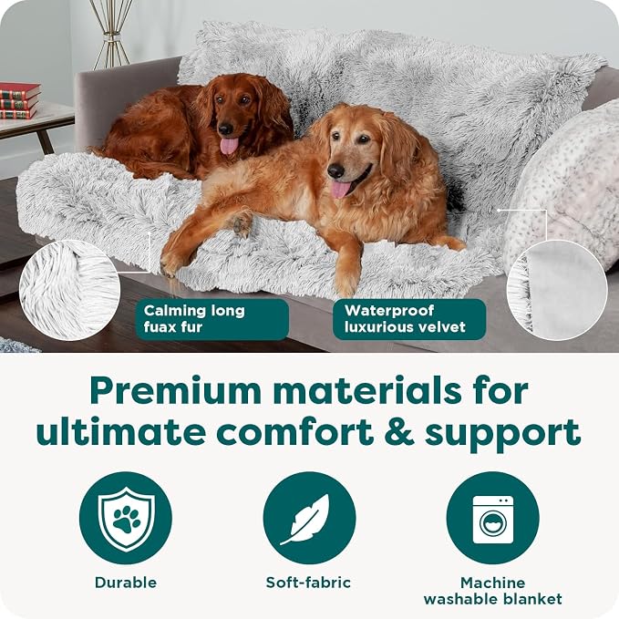 Furhaven Waterproof Throw Blanket for Dogs & Indoor Cats, Washable - Shaggy Plush Calming Long Faux Fur & Velvet Dog Blanket - Mist Gray, Large - Image 7