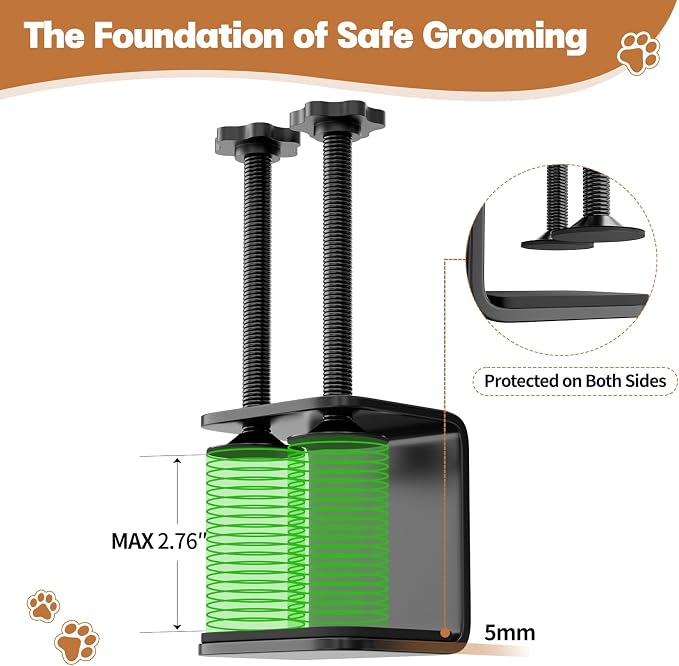 Dog Grooming Table Arm, 31.5"-43.3" Adjustable Pet Stand with Hammock & Clips – 3-in-1 Grooming Kit for Nail Trimming, Haircut & Drying, Home Supplies for Small Dogs - Image 6