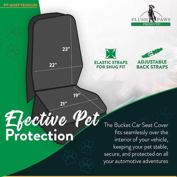 Plush Paws Products Premium Bucket Car Seat Protector | Diamond Stitching | Washable & Waterproof Front Seat Dog Cover Car, Truck, & SUV | Nonslip, Tear Resistant Pet Passenger Seat Cover | Tan - Image 3