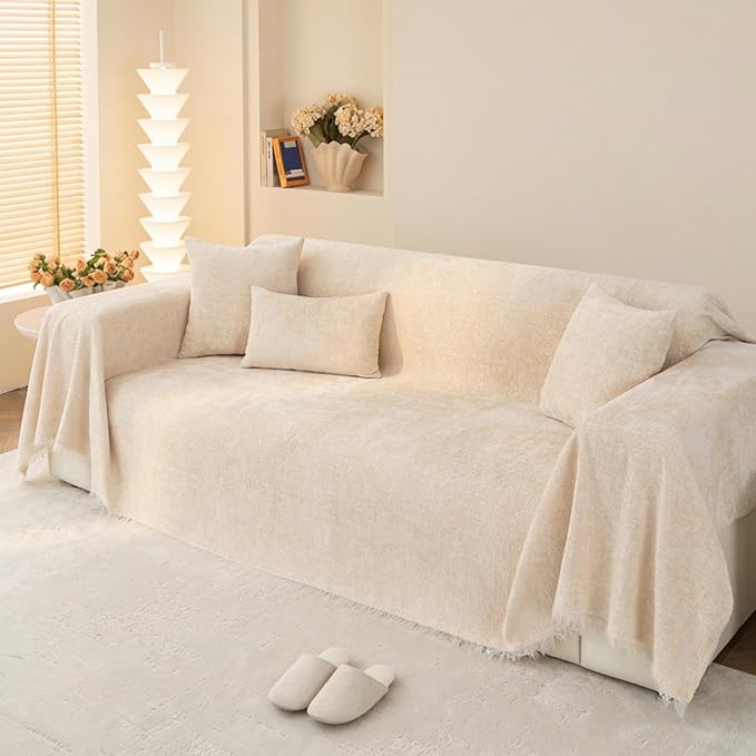 Couch Covers for Dogs,Washable Sofa Protector 71"x118",Beige | Anti-scratch couch protector from cat claws,durable pet slipcover,skin-friendly,cozy breathable sofa covers washable,71x118 by Unknown