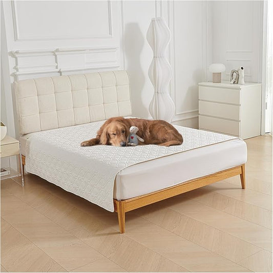 Waterproof Blanket Dog Bed Cover Non Slip Large Sofa Cover Dog Blanket for Couch Protection Pet Blanket for Furniture Bed Couch Sofa Reversible (White,100 * 127cm) by OREZAUQS