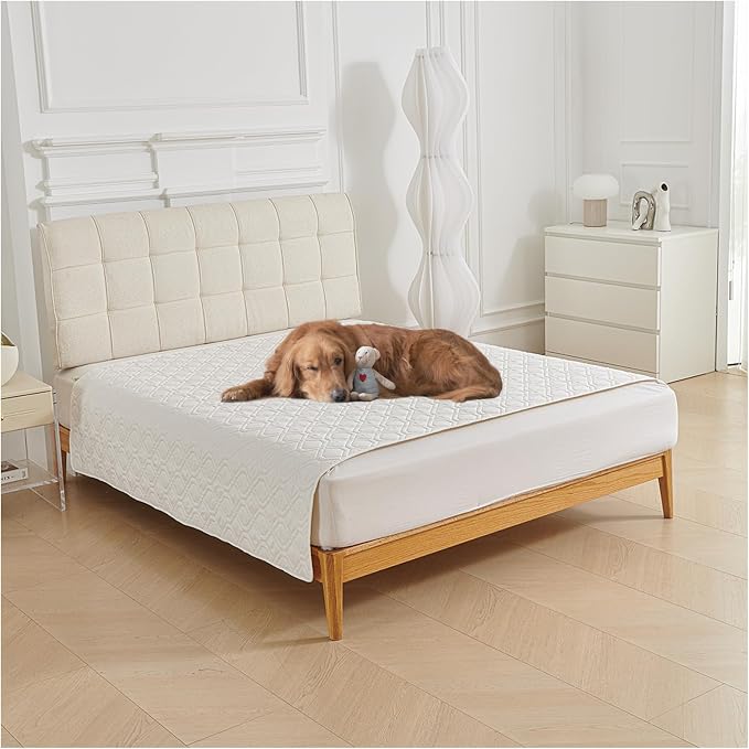Waterproof Blanket Dog Bed Cover Non Slip Large Sofa Cover Dog Blanket for Couch Protection Pet Blanket for Furniture Bed Couch Sofa Reversible (White,170 * 210cm) by OREZAUQS