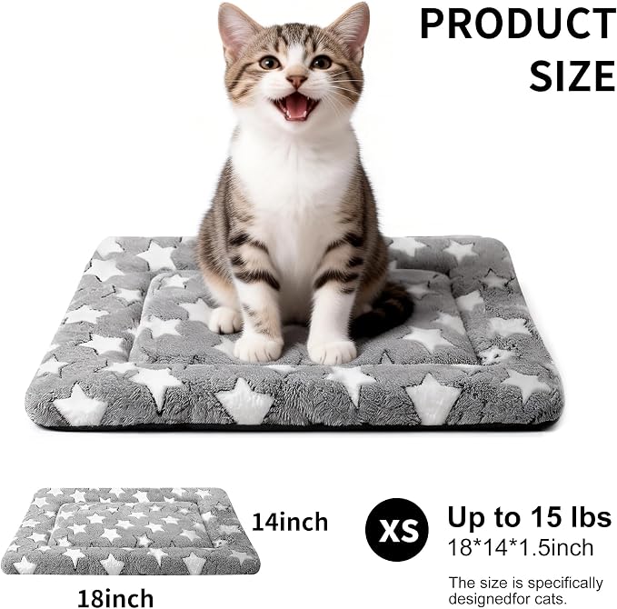 Dog Crate Mat, 4 Piece Reversible Pet Bed, Polyester, Machine Washable, Small Dogs & Cats, Rectangular (Gray Star, 18" L x 14" W x 1.5Th) - Image 3