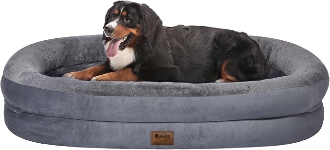 Orthopedic Jumbo Dog Bed for Extra Large Dogs, Giant Waterproof Dog Bed for Large Breed Dogs, Supportive Egg Crate Foam Pet Bed with Removable Washable Cover & Non-Slip Bottom, Dark Grey by Wozoke
