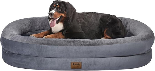Orthopedic Jumbo Dog Bed for Extra Large Dogs, Giant Waterproof Dog Bed for Large Breed Dogs, Supportive Egg Crate Foam Pet Bed with Removable Washable Cover & Non-Slip Bottom, Dark Grey by Wozoke