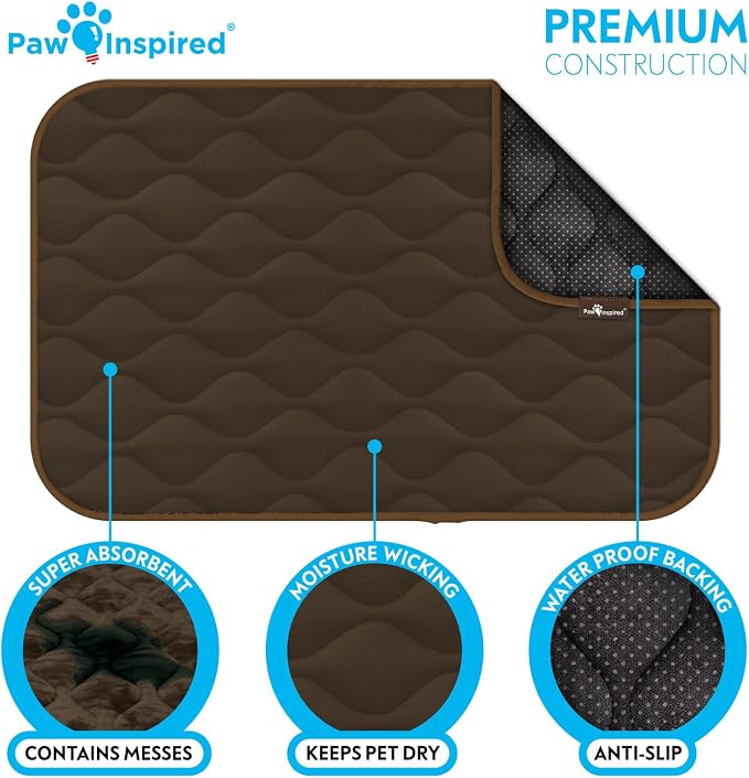 Paw Inspired Washable Padded Crate Mats for Dogs, Dark Brown, 35x22 Inch | Fits 36-inch Kennels, Leakproof, Waterproof Bottom, Plush Dog Pad, Pet Bed - Image 4