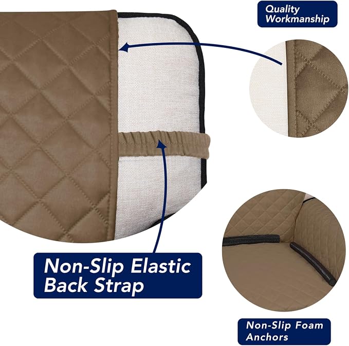 PureFit Reversible Quilted Sofa Cover Dog Couch Covers for Sofa, 28 in | Camel/Ivory, Water Resistant Couch Protector, Washable Pet Couch Cover with Non Slip and Elastic Straps For Kids - Image 3