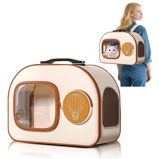 Dog Backpack Carrier with Wheels,Rolling Cat Carrier Backpacks Under 13.2lbs,Breathable,Foldable Pet Backpack for Small Dogs and Medium Cats with Detachable Trolley,Airline Approved