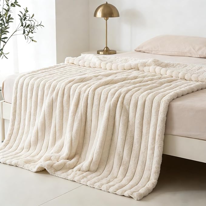 Waterproof Pet Blanket for Large Dogs & Cats - Reversible Calming Plush, Washable Furniture Cover for Couch, Bed, Car Seat, Blocks Leaks, Stains & Pet Fur (Cream, 50"x60") - Image 7